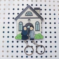 Brelok, kalitlar uchun ilgak, romantik juftlik uchun 14*10 sm